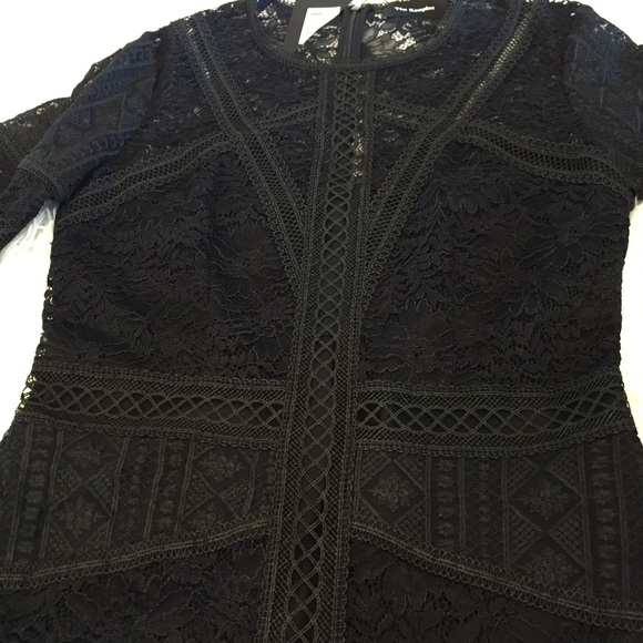 NWT $415 The Kooples Black Lace Long Sleeve Dress SZ Small - Picture 7 of 8